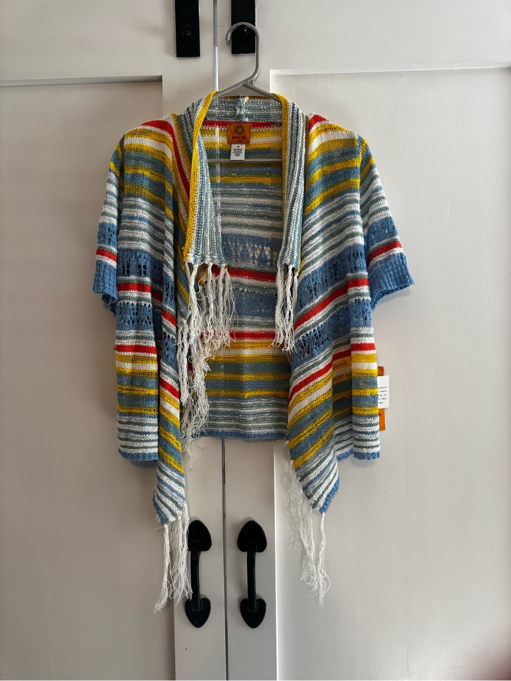 Ruby Rd. Striped Open Weave Top in Yellow, Blue & Red